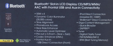 SONY MUSIC SYSTEM With Bluetooth Slot  LCD Display CD/MP3/WMA/AAC  Whith frontal USB and AUX in Connectivity